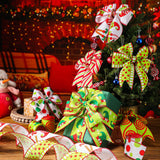 6 Rolls 30 Yards Christmas Wired Edge Ribbon Elf Hats and Legs Multi Dots Swirl Diagonal Stripe Ribbon Home Party Bows Decor for Xmas Tree Wreath Gift Wrapping DIY Crafts, 2.5 Inch (Stylish Style) Yinder