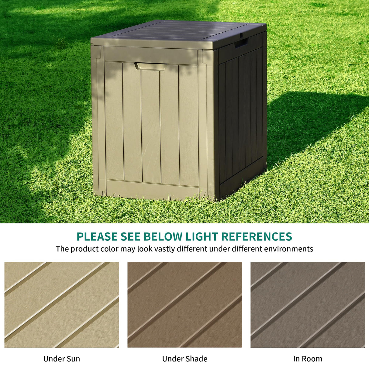 YITAHOME 30 Gallon Deck Box Outdoor Storage Box, Waterproof Resin Package Delivery and Storage Box with Lockable Lid for Patio Furniture Cushions, Pool Accessories, Garden Tools, Brown YITAHOME