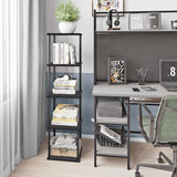 POBOMULI 46" Narrow Bookshelf, 5-Tier Tall Bookcase Small Space, Corner Book Shelf Slim Storage Display Rack Living Room Bedroom Study Office, Black POBOMULI