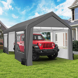COVERONICS 12x20 FT Heavy Duty Carport Tent - Portable Outdoor Car Canopy with Roll-up Side Doors & Windows, Portable Garage with 4 Sandbags for Car, Truck and Outdoor Event, Gray COVERONICS