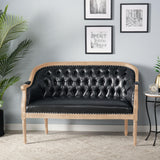 Christopher Knight Home Faye Tufted Upholstered Loveseat - Midnight Black/Gray Christopher Knight Home