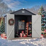 YITAHOME 8x6.2FT Outdoor Storage Shed w/o Floor, All-Weather Plastic Shed with Lockable Doors, Window & Vents, Plastic Tool Shed for Backyard, Patio, Poolside, Lawn, Gray YITAHOME