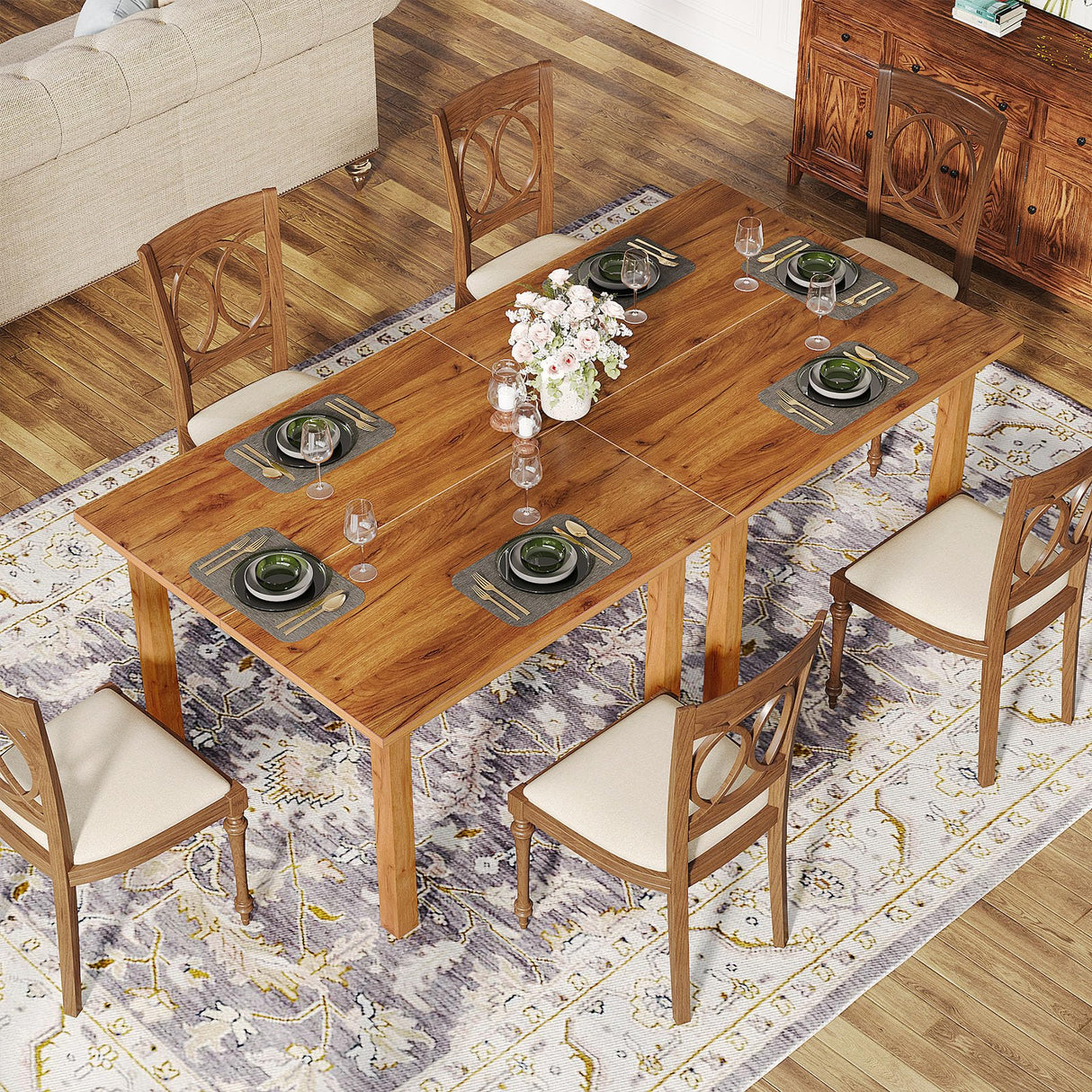 Tribesigns Wood Dining Table Farmhouse Kitchen Table for Dining Room Living Room, 2-4 Person Dining Room Table Square Dinner Tables with Wooden Legs Oak Top for Small Space, Rustic Brown(Only Table) Tribesigns
