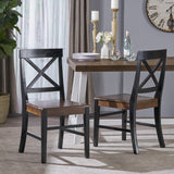 Christopher Knight Home Roshan Farmhouse Acacia Wood Dining Chairs, Black / Walnut Christopher Knight Home