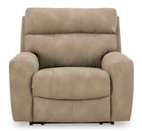 Signature Design by Ashley Next-Gen DuraPella Contemporary Faux Leather Wall Hugger Power Recliner with Adjustable Headrest and USB Ports, Light Brown Signature Design by Ashley
