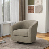 Pia Ricco Swivel Barrel Accent Chairs Set of 2, 360° Swivel Round Sofa Chair, Comfy Upholstered Fabric Single Sofa Club Armchair for Living Room/Reading Room/Bedroom, Light Brown Pia Ricco