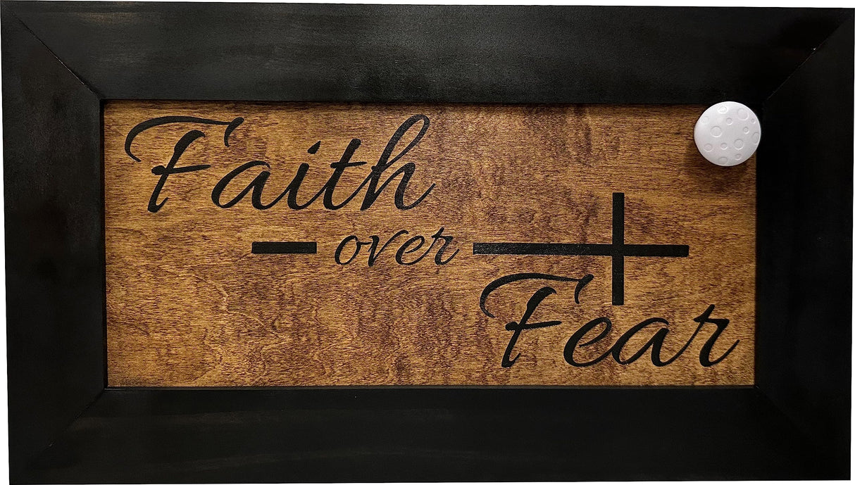 Bellewood Designs Hidden Gun Safe - Faith Over Fear Wall Gun Safe - Hidden Wall Storage - Wood Gun Cabinet - Handcrafted Religious Gun Concealment Furniture - Christian Hidden Gun Storage Bellewood Designs