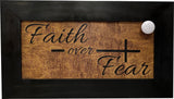 Bellewood Designs Hidden Gun Safe - Faith Over Fear Wall Gun Safe - Hidden Wall Storage - Wood Gun Cabinet - Handcrafted Religious Gun Concealment Furniture - Christian Hidden Gun Storage Bellewood Designs