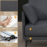 Plococo Simple Style Modern Loveseat Couch Sofa with USB Charge Port, 2 Pillows,Metel Legs for Primary Living Space, Bed Room, Office (Grey) Plococo