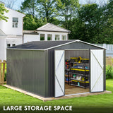 Polar Aurora 10 x 14 FT Outdoor Storage Shed, Metal Garden Shed with with Updated Frame Structure, Tool Sheds for Backyard Garden Patio Lawn, Black Polar Aurora