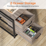 Tribesigns 55 Inch Computer Desk with 2 Drawers and Storage Shelves, Rustic Office Desk with Hutch, Study Writing Gaming Table Laptop Workstation for Home Office(Grey) Tribesigns