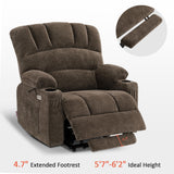 MCombo Large Power Lift Recliner Chair Sofa with Massage and Heat for Big Elderly People, USB Ports, Side Pockets, Fabric R7092 (Coffee, Large-Wide) MCombo