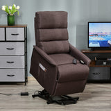 HOMCOM Power Lift Chair with Vibration Massage, Fabric Upholstered Recliner Chair for Elderly with Remote Control, Side Pockets, Brown HOMCOM