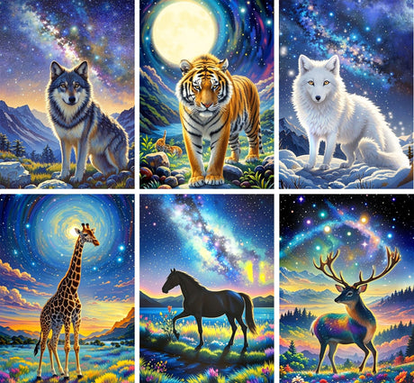 Leixonl Diamond Art Kits for Adults Beginners 6 Pack 5D Diamond Painting Kits for Home Wall Decoration Gifts Round Full Drill 11.8 X 15.7 inch (Animal) Leixonl