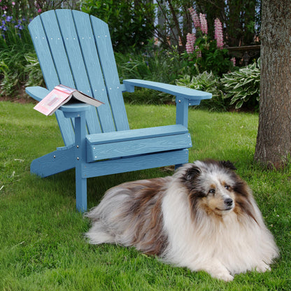 YEFU Adirondack Chair Plastic Weather Resistant, Patio Chairs, Looks Exactly Like Real Wood, Widely Used in Outdoor, Fire Pit, Deck, Outside, Garden, Campfire(Blue) - WoodArtSupply