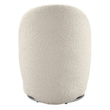OSP Home Furnishings Lystra Swivel Barrel Vanity Chair with Textured Boucle Fabric, Cream OSP Home Furnishings