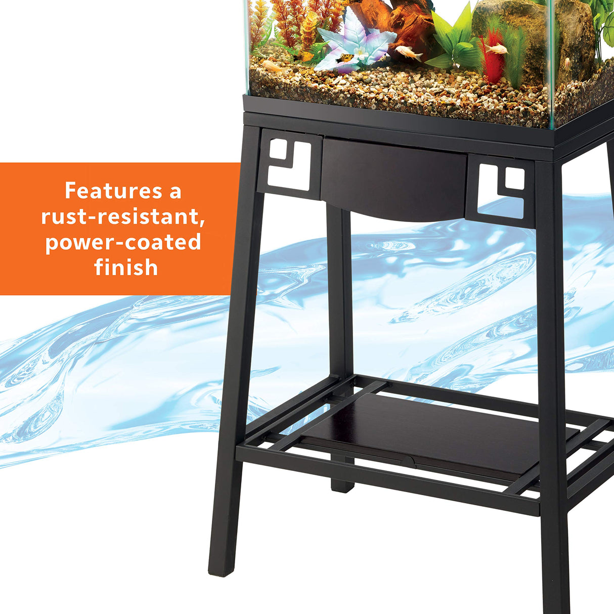 Aqueon Metal 10 Gallon Fish Tank Aquarium Stand, 20" L x 10" W x 28.25" H Aqueon