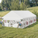 DWVO 20x40FT Large Party Tent Outdoor Canopy with Removable Sidewalls, Arched Windows, and Wave Roof Design for Wedding, Birthday, and Event Shelter, White DWVO