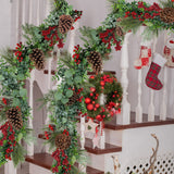 Winlyn 6' Long Artificial Eucalyptus and Pine Christmas Garland with Pine Cones Red Berries Pine Needles Winter Greenery Garland Christmas Season Holiday Wedding Table Runner Centerpiece Mantel Decor Winlyn