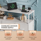 WLIVE White Dresser for Bedroom with 5 Fabric Drawers, Entertainment Center with Open Shelf and Power Outlet for 45 inch TV, Dresser TV Stand with Storage for Closet, Hallway, College Dorm WLIVE