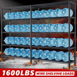 REIBII 72.8" W Storage Shelves Load 1600LBS, 5 Tier Metal Shelving Unit Wire Shelving for Storage Rack Heavy Duty Metal Shelves for Garage Pantry Kitchen, 17.7" D x 72.8" W x 70.9" H REIBII