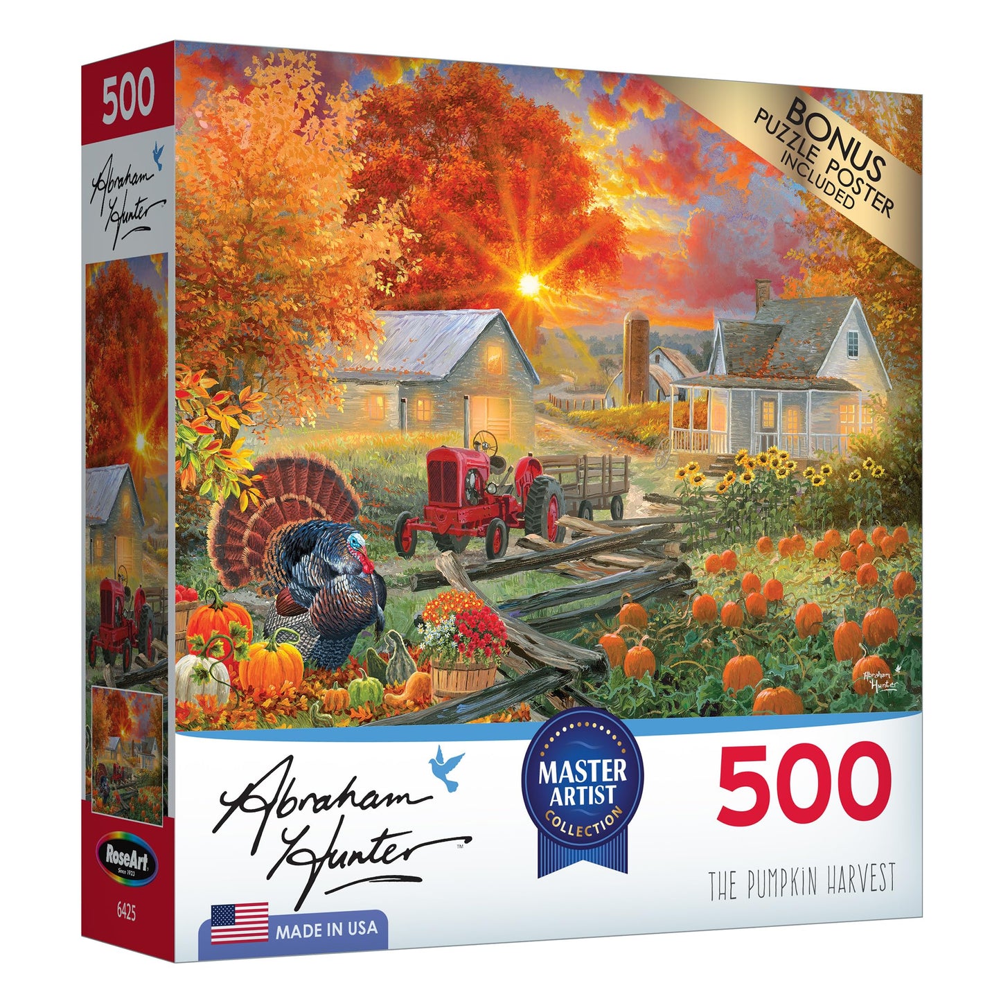 RoseArt - Abraham Hunter - The Pumpkin Harvest - 500 Piece Jigsaw Puzzle for Adults