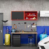 Fesbos Metal Storage Cabinet Black Red Wall Cabinets with Shelf and Locking Door - Wall Mounted Storage Cabinet for Garage Warehouse Home Office - Assembly Required Fesbos