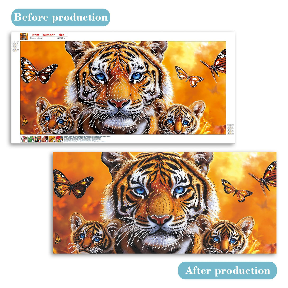 VAIIEYO 5D Special Shape Tiger Diamond Art Kits for Adults, Diamond Painting Animal, Diamond Painting Kit for Beginner, Drill Crystal Rhinestone Craft Canvas for Home Wall Decor Gift 12x24 inch VAIIEYO