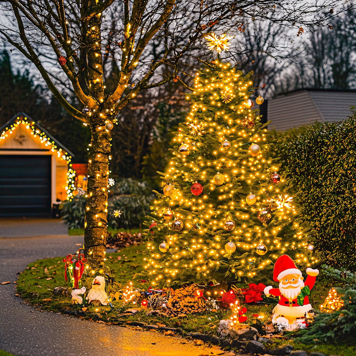 POTIVE Connectable Warm White Christmas Lights Outdoor, 173ft 500 LED Led Christmas String Lights Indoor Plug in, 8 Modes Christmas Tree Lights Green Wire for Outside POTIVE