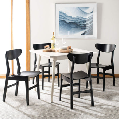 Safavieh Home Lucca Retro Black Dining Chair, Wood, Set of 2 - WoodArtSupply