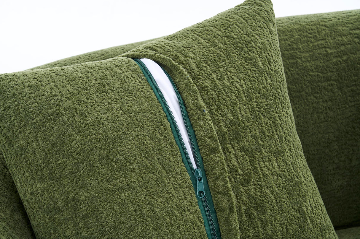 99" Oversized Curved Sectional Sofa with Chaise, Modern L-Shaped Chenille Cloud Couch, Extra Wide Deep Seat 4-Seater Couch with Pillows for Living Room, Apartment, or Home Theater, Green TTK