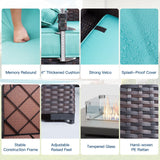 Kullavik 13 Pieces Outdoor Patio Furniture Set with 55000BTU Gas Propane Fire Pit Table,PE Wicker Rattan Sectional Sofa Patio Conversation Sets,Swivel Rocking Chairs Set,Blue Kullavik