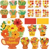 80UncleKimby 36 Set Fall DIY Craft for Kids - Thanksgiving Flower Card Making Kit with Autumn Greeting Cards Stickers Envelopes Set Gifts for Classroom School Activities 80UncleKimby