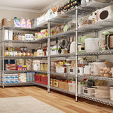 REIBII 70" W Wire Shelving Load 1500LBS, Metal Shelving 5-Tier Storage Shelves Metal Shelves for Storage Adjustable Shelving Rack for Pantry Kitchen Commercial School 70" W*15.8" D*72.4" H,Chrome REIBII