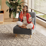 Aiho 3-in-1 Sleeper Chair Bed, Convertible Chair Bed Futon Sofa Bed with Adjustable Backrest, Accent Chair for Apartment/Bedroom/Office, Dark Grey Aiho