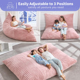 Hobestluk 3 in 1 Bean Bag Chair Giant Bean Bag Chairs Convertible Bean Bag Cushion with Machine Washable Cover, Large Beanbag Chairs for Adult (Pink) Hobestluk