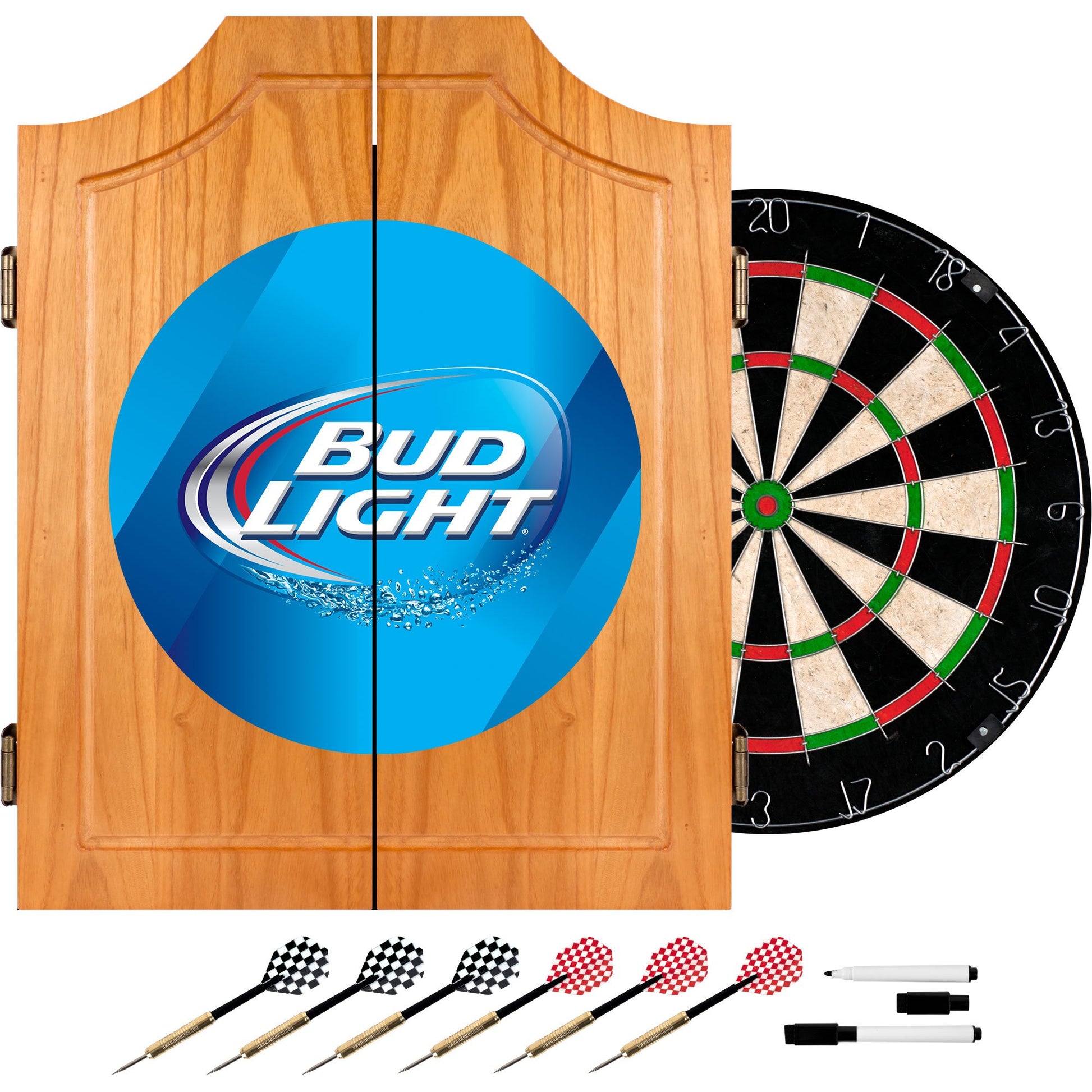 Bud Light Wood Dart Cabinet Set - WoodArtSupply