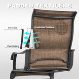 NUU GARDEN Patio Dining Chairs Set of 4, All Weather Outdoor Padded Textilene Patio Chairs, Breathable Spring Motion Textile High Back Outdoor Dining Chairs for Backyard, Lawn, Deck, Brown NUU GARDEN