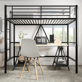 VECELO Twin Size Loft Bed with Full-Length Guardrails and Removable Ladder, Heavy-Duty Metal Frame, Space-Saving Design & Noise-Free, Black VECELO