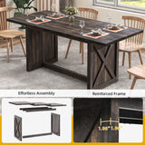 DWVO Farmhouse Large Dining Table for 6-8 People, 70.8 Inch Rectangular Wood Dining Table, Rustic Kitchen Dinner Table with X Solid Legs for Dining Room, Oak Grey DWVO