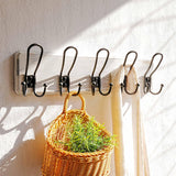 Dseap Coat Rack Wall Mounted - Heavy Duty Farmhouse Rustic Wall Coat Hanger with 5 Wire Hooks for Clothes Hat Jacket Towel, RusticWire, J1-5A, Whitewash & Black Dseap