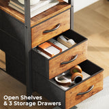 Huuger L Shaped Desk with Power Outlets, Computer Desk with 3 Drawers, 47 Inch Office Desk with Shelves, Gaming Desk, Corner Desk Work Desk for Home Office, Study, Rustic Brown Huuger