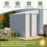 4 × 7 FT Lean to Storage Shed, Outdoor Metal Wall Side Bike Mower Sheds & Outdoor Storage Cabinet, Lockable Tool Organization Shed for Garden Patio Hohuqeri