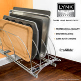 LYNK PROFESSIONAL® Pull Out Cutting Board, Cookie Sheet, and Baking Pan Organizer Rack - Lifetime Ltd. Warranty - Slide Out Kitchen Cabinet Storage Organizers – 10” x 21” Deep - Pullout Shelf, Chrome LYNK PROFESSIONAL