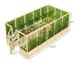 AMERLIFE U-Shaped Raised Garden Bed with Deer Proof Fence, 7.5Wx15Dx6H Outdoor Wooden Raised Garden Bed Planter with 19" Depth Planter Box AMERLIFE