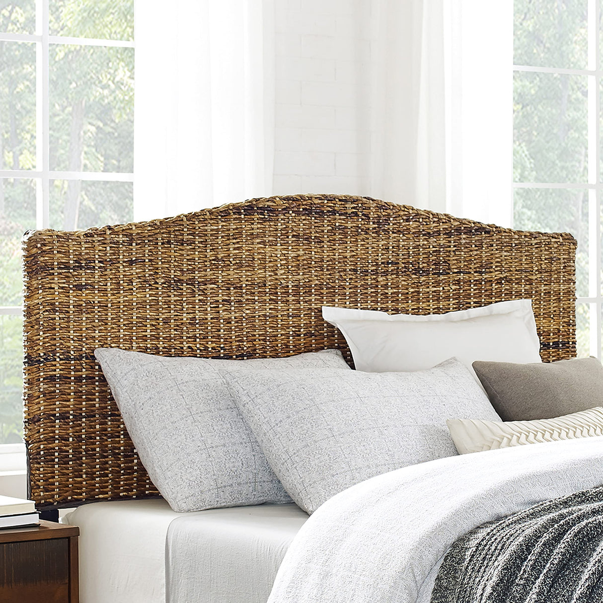 Crosley Furniture Serena Handwoven Natural Fiber Rattan Bed Headboard, Banana Leaf, King Crosley Furniture