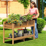 DWVO 48x18x30in Raised Garden Bed, Poly Wood Planter Box Stand,Weather Resistant Planter Box with Legs & Storage Shelf, Elevated Garden Bed for Backyard, Patio, Balcony,Brown DWVO