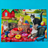 500 Piece Puzzles for Adults - Difficult Jigsaw Puzzles for Adults Challenging - Picnic Kittens and Donuts Mulic