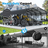 AirWire Carport Canopy 20’X30’ Heavy Duty Car Port Galvanized Steel Roof, Reinforced Stable Triangle Frame for Snowy Windy Metal Carports Enhanced Base Car Tent for Car,RV,Pickup,Boat,Truck,Tractor AirWire
