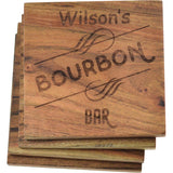 Personalized Bar Coaster Set – Custom Wood Coasters with Personalized Bar Design – Home Bar Gift or Housewarming Gift – Bourbon/Whiskey Lovers Gift, Fully Customizable – Home Bar Gifts Prestige Decanters